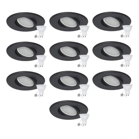Pack X10 Spot Pvc Embutir Dicroica Led Redondo Móvil Techo
