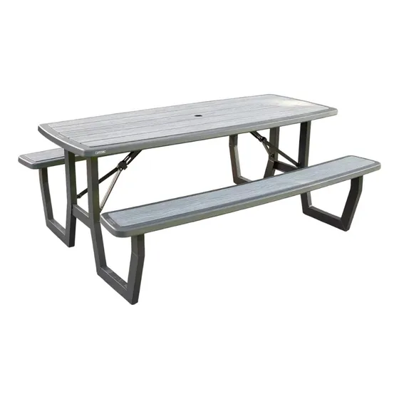 Mesa Plegable Para Picnic Color Gris Oscuro, Lifetime Madera Gris