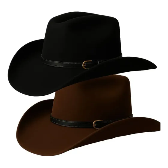 Chapéu Country Cowboy Rodeio Barretos Unissex Elegante Cor Marrom-escuro Desenho do tecido Lisa Tamanho 56 - 59cm (M único)