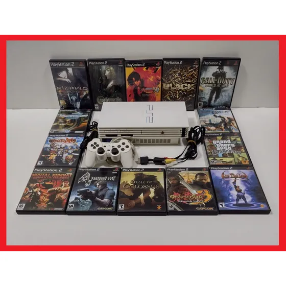 Sony Playstation 2 Fat  White Ceramic  Com Matrix + 15 Jogos