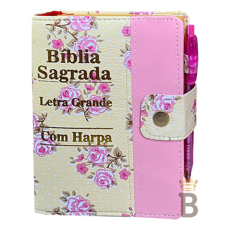 Biblia Sagrada Feminina - Letra Grande C/harpa E Botão Floral E Rosa Rei Das Bíblias Biblia Sagrada Feminina - Letra Grande C/harpa E Botão Floral E Rosa Rei Das Bíblias
