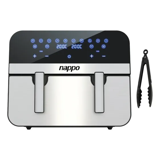 Freidora Sin Aceite Nappo Doble Canasto11l 2400w + Pinza