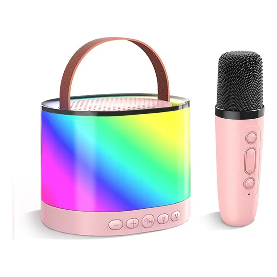 Mini Parlante Portatil Música Y Karaoke Micrófono Y Luz Rgb©