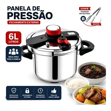 Panela De Pressão 6 Litros Fechamento Externo Com Válvula De Segurança Para Fogão/fogão de indução,Aço inoxidável