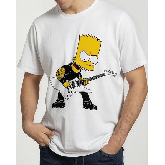 Camisetas Camisas De Bart Simpson Rock Geek Top Qualidade