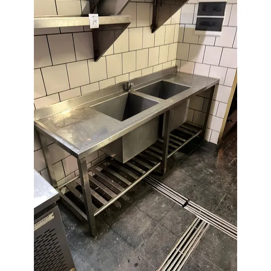 Mesada De Acero Inoxidable Doble Bacha Gastronomica 2mtsx60!