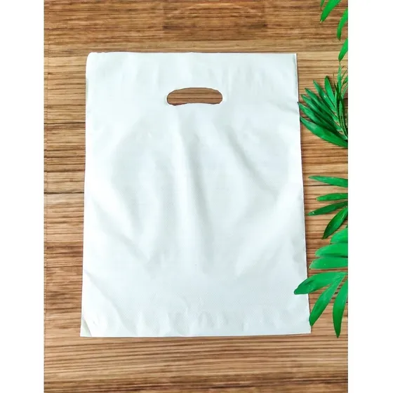 Kit 50 Sacolas Premium Boca De Palhaço Textura 30x40 Opções Cor Branco