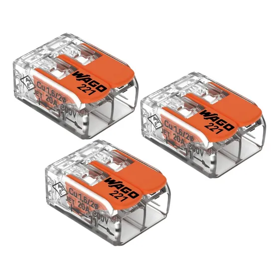 Conector Wago Compacto Emenda 2 Fios 6mm² 221-412 Kit 3 Pçs