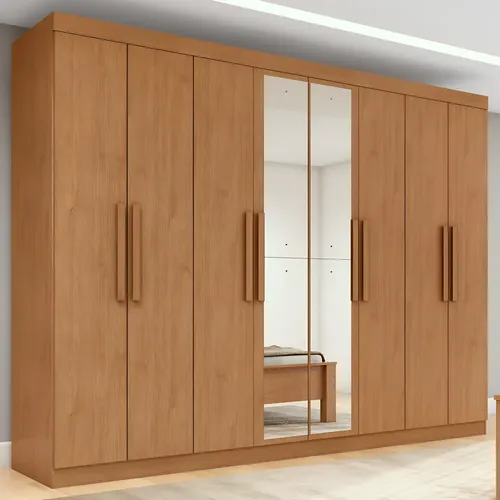 Guarda-Roupa Modulado de Casal com Cabeceira Genova 6 Portas Ipê