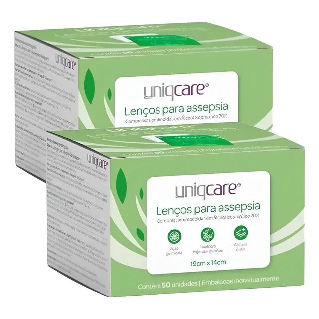 Kit 100 Lenços Para Assepsia Álcool 70 % Swab Grande 19 X 14