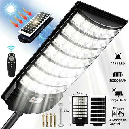 Lámpara Solar LED Extragrande de Cielitolumino, Ultra Brillante de 25 kW con 1176 LED y Control Remoto