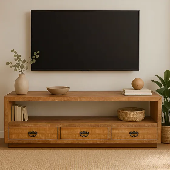 Aparador 1,50m  Para Sala De Tv Rack Rústico De Madeira