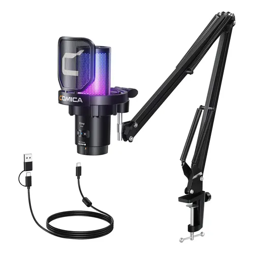 Microfone Gamer USB/XLR Fifine Tank 3 Preto Cardioid com Pop