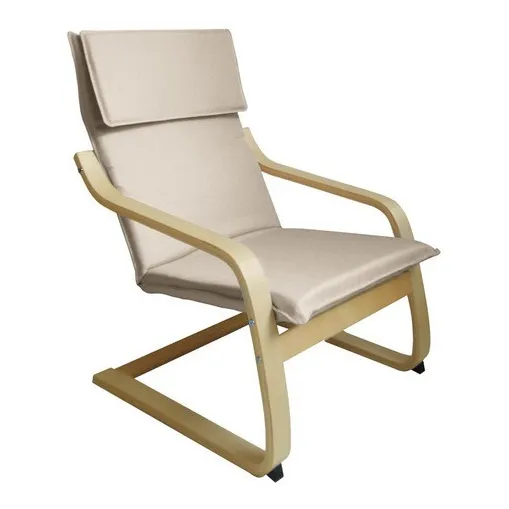 Sillon Poltrona Silla Diseño Interior Poliester Madera Color Beige