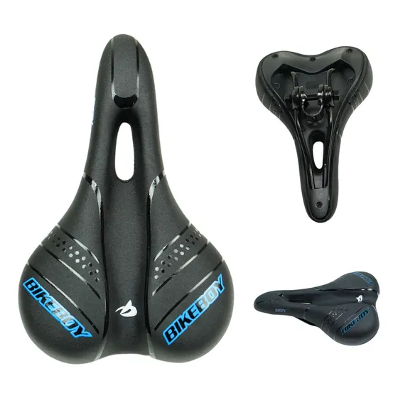 Sillin Bicicleta Ergonomico Antiprostatico Con Gel Deportivo Ancho 17 Mm Color Negro Con Azul Largo 26 Mm