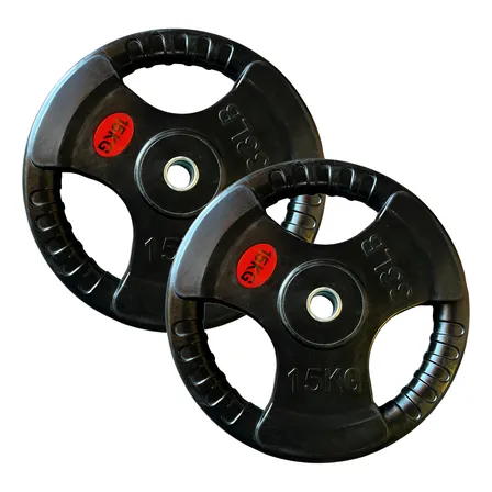 Set 2 Discos Pre Olímpico De 15 Kg Engomado Con Agarres