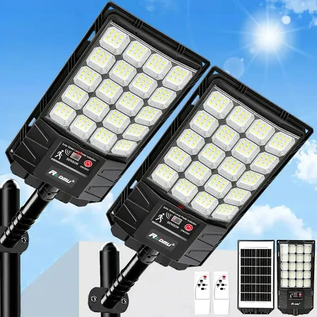 Pack de 2 Lámparas LED Solares para Exterior con Sensor de Movimiento, Control Remoto e IP65