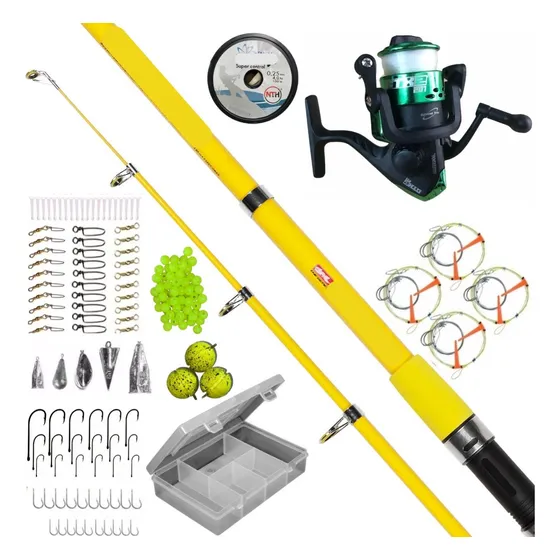 Mega Kit Pesca Telescopica 2.10/2.40 + Reel + Caja Completa