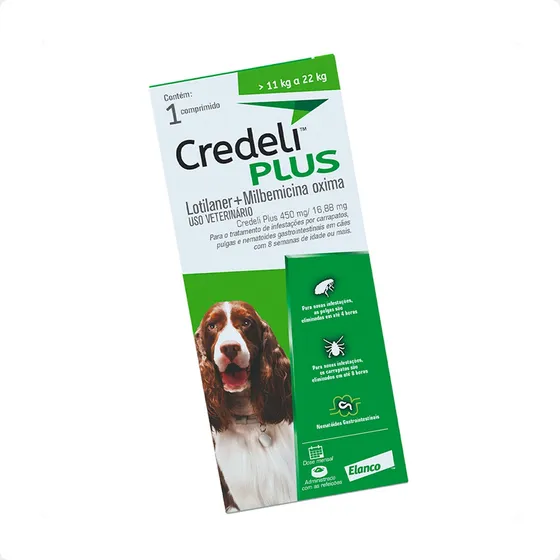 Credeli Plus Elanco Para Cães De 11 A 22 Kg - 1 Comprimido