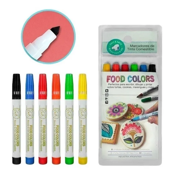 Marcadores Tinta Comestibles X 6 Decoracion Tortas Deli&arts