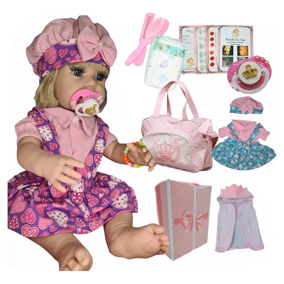 Boneca Reborn Infantil Realista Enxoval Completo