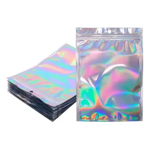 Saco Zip Holográfico Frente Transparente C/ Furo 7x10cm 100u