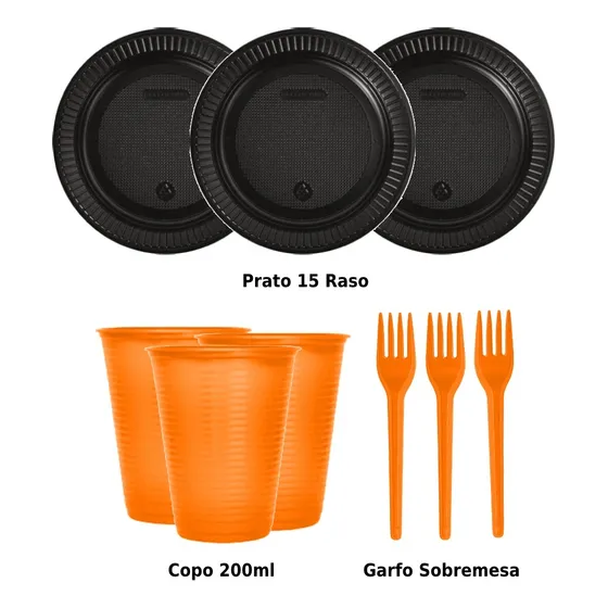Kit Festa Completa 50 Copos 50 Pratos 50 Garfinhos