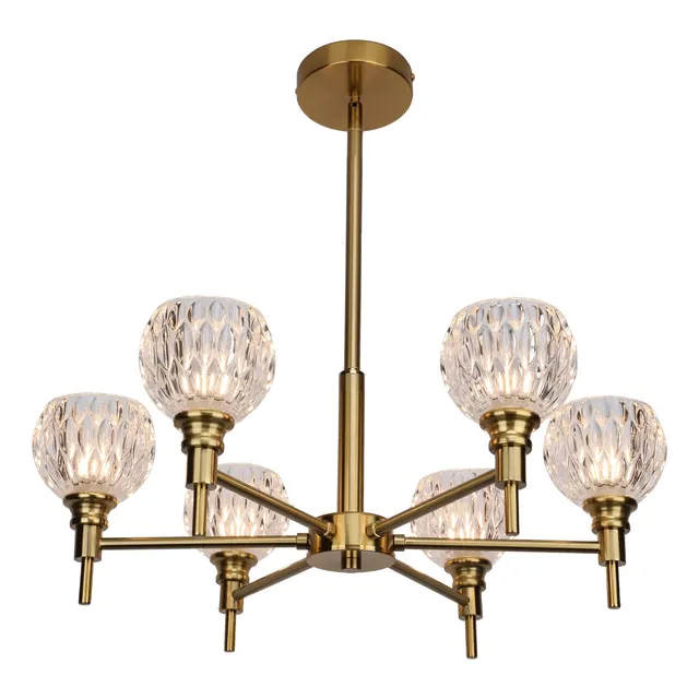 Candelabro Moderno 6 Luz Lampara Casa Campo Cristal Comedor