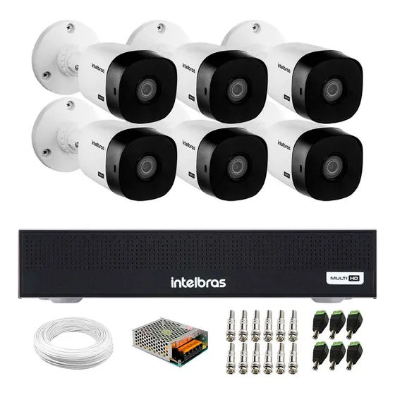 6 Câmeras Vhl 1220b Ip66 Bullet Intelbras + Dvr Mhdx 3008c