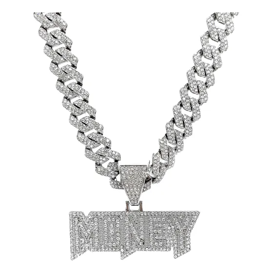Cadena Cubana Dije Money Full Ice Drip Shadow Ice Diamantes