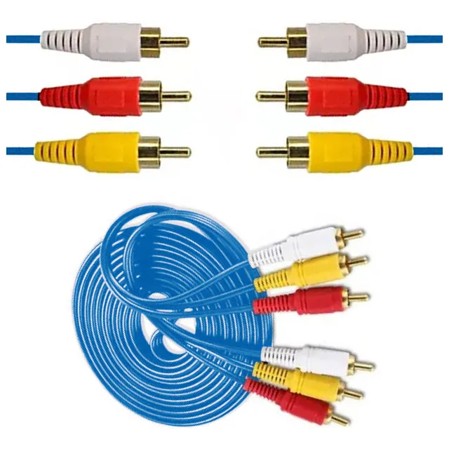 Cable De Video Rca 3x3 Audio Video 3 Metros Calidad Blister