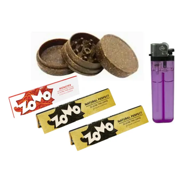 Kit Smoking Tabacaria 3 Sedas Dichavador Isqueiro Pedra