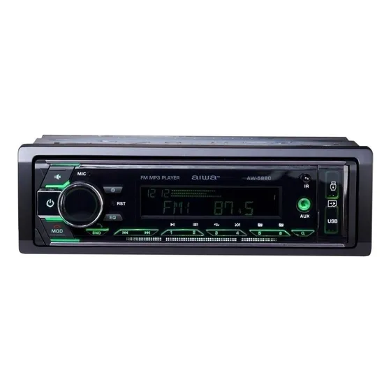 Radio para Carro Aiwa Lector Tarjeta SD con Control 1 Din AW-5880 Negro