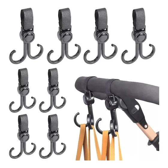 Ganchos Para Cochecito 360°  De Bebé Para Colgar 10 Piezas Negro