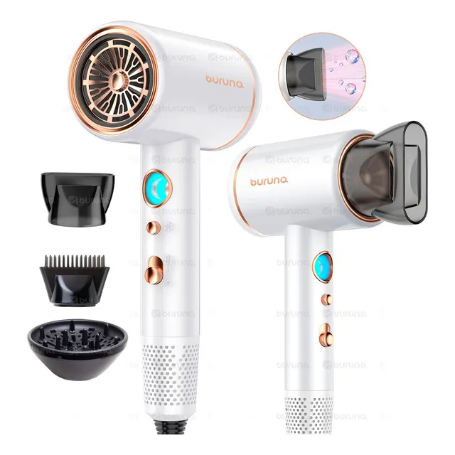 Buruna C-18 Secadora de cabello con difusor Profesional Portátil De 2000W color blanco
