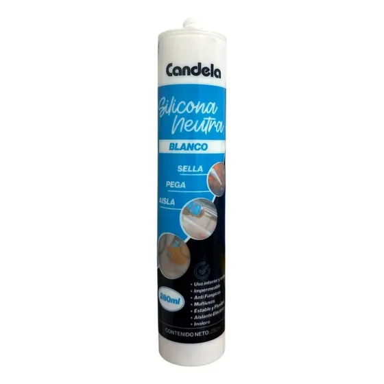 Sellador Silicona Candela Neutra Antihongos Blanco 280 Ml