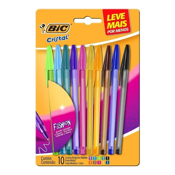 Caneta Esferografica Bic Fashion 10 Cores 1.2mm Colorida
