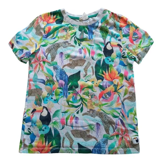 Franela Verde Con Animales Y Plantas Niños Talla 8/10y H.m.