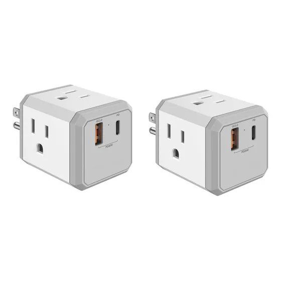 Pack 2 Clavijas 4 Contactos,cargador Usb Y Tipo C Pd 20 W