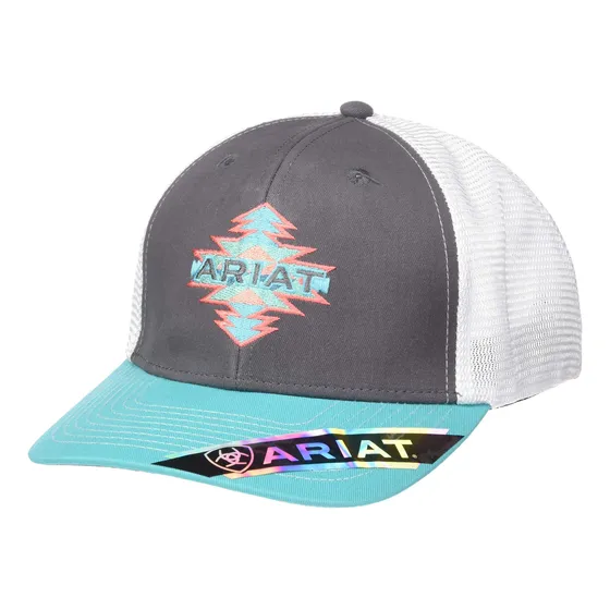 Ariat Gorra De Malla Con Nombre Azteca Para Mujer, Gris, Tu.