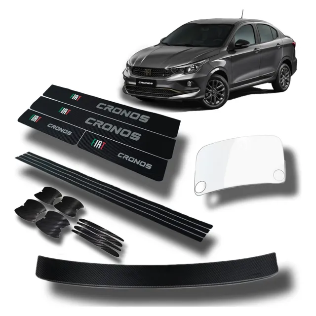 Kit Proteccion Fiat Cronos Simil Carbono - Accesorio