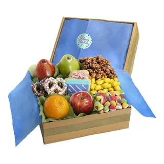 Caja Regalo Cumpleaños Frutas Y Dulces, Canasta Gourmet Caja Regalo Cumpleaños Frutas Y Dulces, Canasta Gourmet