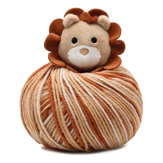 Fio Lã Gorro Kids Coleção Pompom Animais Círculo Cor 9813- Leão Zazu