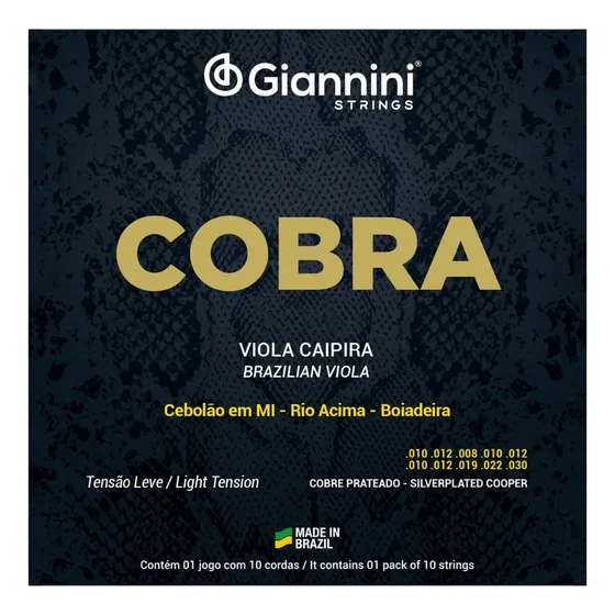 Encordoamento Para Viola Caipira Tensão Leve Cobra Giannini