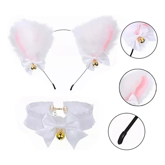 Orejas Elfo Gato Diadema+ Cadena De Clavícula Set Cosplay