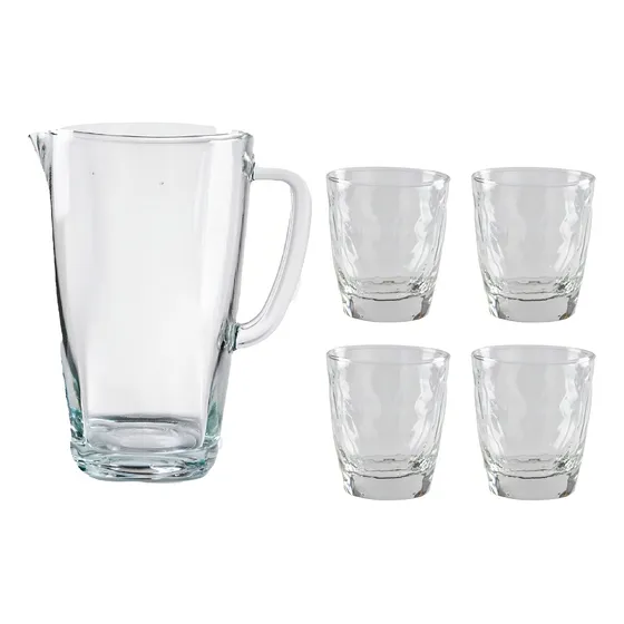 Genova Juego De 1 Jarra Y 4 Vasos De Vidrio Color Transparente
