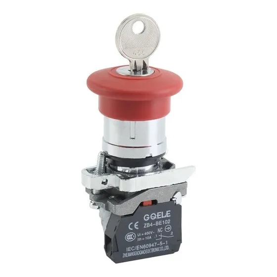 Pulsador Hongo Rojo Parada Emergencia 22mm Con Llave (10 Pz)