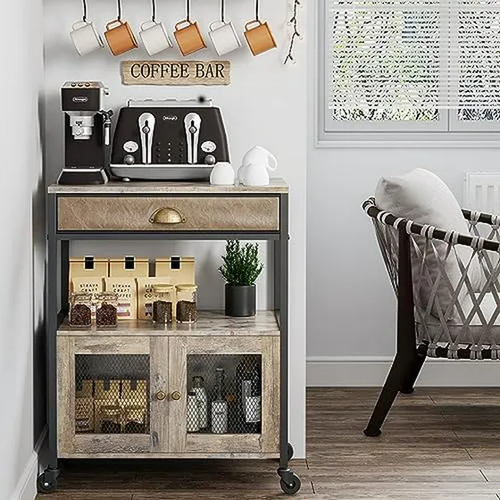 Carrito De Café Con Ruedas Y Cajón Para Hogar Y Cocina
