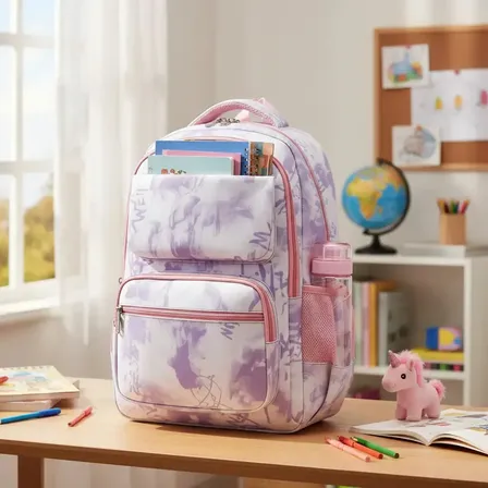 Mochila Escolar Violeta Para Menina Infantil Impermeável Princesa Grande Com Alça Resistente Confortável Acolchoada Lavável Alta Qualidade