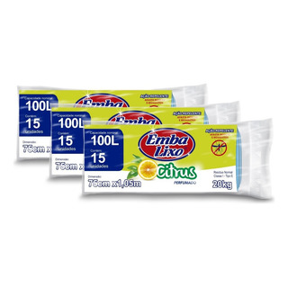 Saco De Lixo 100 L Perfumado Citrus Repelente Kit 45 Un X Cm Cor Azul Saco De Lixo 100 L Perfumado Citrus Repelente Kit 45 Un X Cm Cor Azul